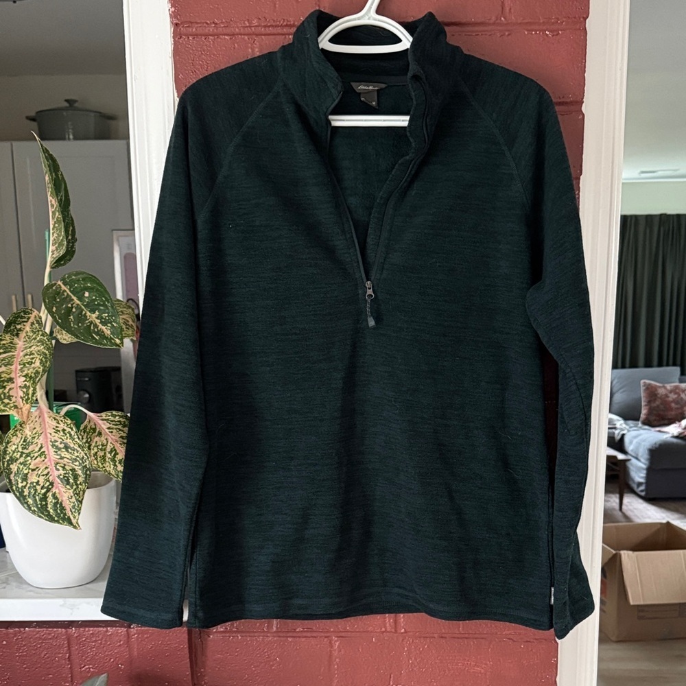 Eddie Bauer Women’s Dark Green Quarter-Zip Pullover Sweater Jacket Medium